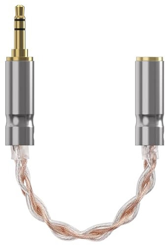 GEEKRIA 3.5mm (1/8'') Stereo Male to 2.5mm Balanced Female Headphones Adapter, Copper and Silverplated Upgrade Cable Conversion Audio Dongle Cable (0.5ft)