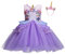 MYRISAM Filles Princesse Déguisement Licorne Tutu Robe de Anniversaire Soirée Cérémonie Costume de Carnaval Halloween Noël Fête Spectacle Tulle Bal avec Serre-tête Licorne Violet 3-4 ans