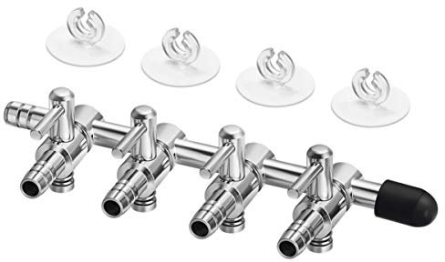 4-Way Aquarium Air Flow Control Lever Valve Distributor Splitter Pump Accessories Set with 4 Suction Cups for Aquarium Fish Tank