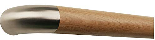 TIBU Eiche Holz Handlauf Geländer lackiert Ø 42 mm mit montierten Edelstahl Endstücken ohne Halter, Länge: 5000 mm / 500 cm / 5,0 m Enden: Edelstahl Bogen