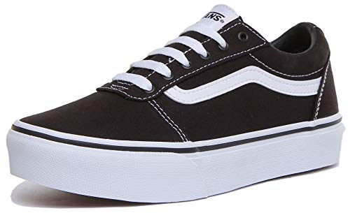 Vans Mädchen Ward Platform Canvas Sneaker, Leinwand Schwarz Weiß, 36 EU