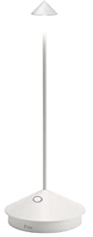 Zafferano, Pina Pro Lampe, Wiederaufladbare und Kabellose Tischlampe mit Touch Control, Geeignet für den Innen- und Außenbereich, Dimmer, 2700 K, Höhe 29 cm, Farbe Weiß