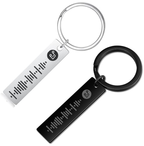 ALBERTBAND Schlüsselbund Damen Personalisierte Scannbare Musik Spotify Code Schlüsselbund Benutzerdefiniert Ihr Musiklied Schlüsselbund (Silver&Black)