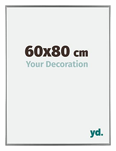 Your Decoration - Cadre photo 60x80 cm - Argent Brillant - Cadre Photo en Plastique Avec Verre acrylique - Anti-Reflet - Cadre 60x80 - Evry