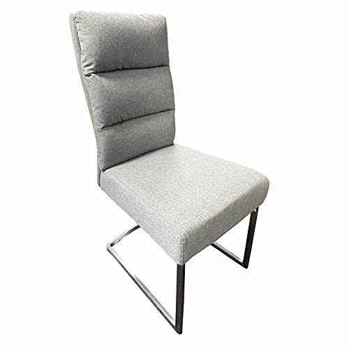 Schwingstuhl JD5082B Sitz Rücken gepolstert mit Griff Gestell Edelstahl 2er Set (Grau Cover 92)