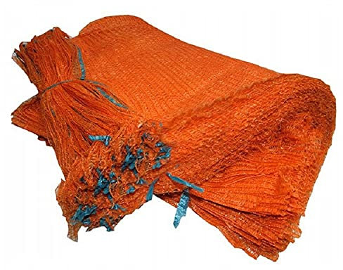 100 x Net Woven Sacks Logs Kindling Wood Log Vegetables Mesh Bags 80 cm x 55 cm / 30 Kg - Orange
