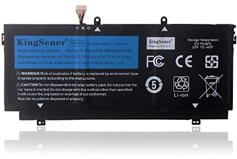 KingSener SH03XL Batteria per HP Spectre X360 13-AC0XX 13-W0XX 13T-AC000 13T-W000 13-AC033DX 13-AC001NS 13-AC000NL HSTNN-LB7L TPN-Q178 901308-421 901345-855 CN03XL 57.9WH/5020MAH