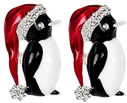 Zonster 2 Stücke Brosche Pinguin Kristallstift Tier Muster Revers Pin Pin Abzeichen Schmuck Schal Schal Clip Damen Schmuck