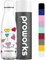 Proworks Botellas de Agua Deportiva de Acero Inoxidable | Cantimplora Termo con Doble Aislamiento para 12 Horas de Bebida Caliente y 24 Horas de Bebida Fría - 500ml - Toda Blanca - Corazones y Amor