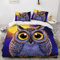 ZLKEJI Bettwäsche 135x200cm SüßE Eule Bettbezug SetTierwelt Lila Bettwäsche Set 3D Mikrofaser Reißverschluss Bettbezug und Kissenbezug 80x80cm Flauschige Weich