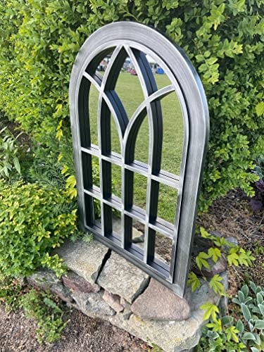 Marissa's Garden & Gift - Silver with black touch Outdoor/Indoor lightweight any weather mirror 76cm x 51cm x 4cm