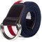 XYFCJK Gestreifter Gürtel Mit Doppelter D-Ring-Schnalle - Pu-Leder-Verstärkung Military Cloth Tactical Canvas Web Belts, Herren Damen Outdoor-Jeans-Bund,Blau Rot,120Cm(47.2Inch)