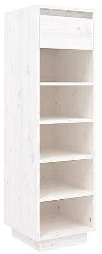 vidaXL Schuhschrank Schuhregal Schuhablage Schuhständer Schuhaufbewahrung Schuhtruhe Schuhorganizer Flurschrank Weiß 30x34x105cm Massivholz Kiefer
