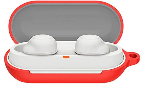FTRONGRT Bluetooth Earphone Case Cover for Sony WF-C500 Case, Silicone Bluetooth Earphone Case, Shockproof, Carrying Case Compatible Sony WF-C500 Bluetooth Earphone.Red