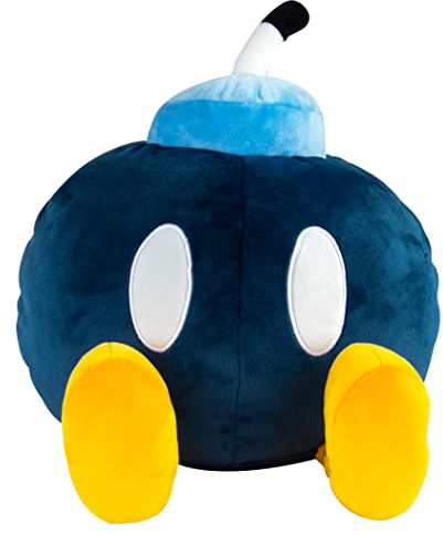 Club Mocchi Mocchi - Bob-omb Mega Plüschtier 38cm von Nintendo, super weiches Kissen, Schlafzimmer-Accessoires für Sammler sowie Mädchen und Jungen ab 3 Jahren