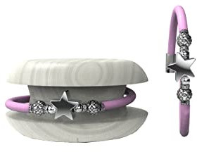 Too Late Bracciale Donna Caucciù con Strass e Charm, Bracciale Macaron Gioiello con Charm Cuore Stella Portafortuna - 100% Made in Italy (strass star rosa)