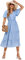 HEYPORK Damen Frühling Sommer Rock Bequem Lässig Kleider Mode Elegant Röcke Frauen V-Ausschnitt Ruffle Ärmel Bedrucktes Kleid(Blau, M)