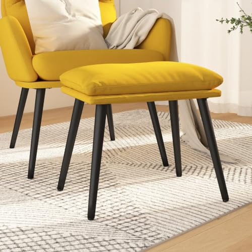 vidaXL Fußhocker Hocker Fußbank Fußstütze Fußschemel Ottomane Sitzhocker Fußablage Polsterhocker Wohnzimmer Senfgelb 45x29,5x35cm Stoff