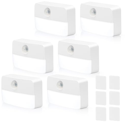 KEWUZY 6 Stück LED Sensor Licht Auto EIN/AUS, Indoor NachtLicht Treppenbeleuchtung, Nachtlicht Steckdose mit Bewegungsmelder für Kinderzimmer, Schlafzimmer, Küche, Flur, Treppen (Warmes Licht)