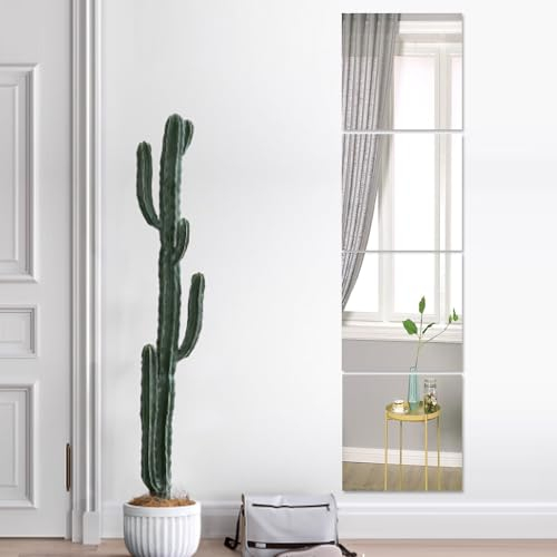 McLeulla Lot de 4 miroirs muraux en acrylique pour murs - 35 x 35 cm - Incassables - Fixation murale - À coller sur le maquillage - Grand miroir pour maison, entraînement, salle de sport, couloir