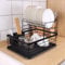 NAIMP 2 Tiers Dish Drainer Rack with Removable Cutlery Holder and Drip Tray, Black Metal Dish Drying Rack Draining Rack