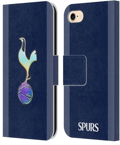 Head Case Designs Officially Licensed Tottenham Hotspur F.C. Dark Blue and Purple 2023/24 Badge Leather Book Wallet Case Cover Compatible With Apple iPhone 7/8 / SE 2020 & 2022