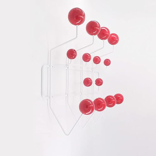 Avjera Praktische Klassische Hang It All Garderobe - Mid-Century Pop Wood Ball Metall, Minimalistische Wandmontage Mit Massiven Walnussholzkugeln, Moderne 5-Haken-Aufhängung