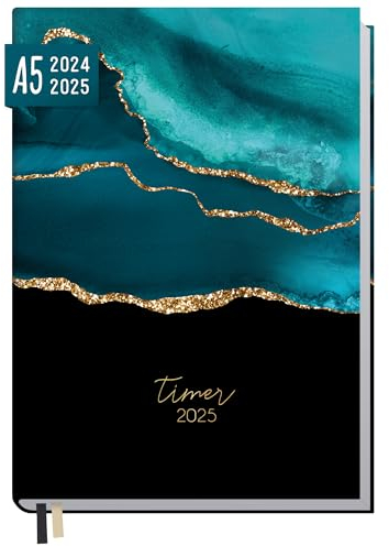 Häfft® Chäff-Timer Classic Kalender 2024/2025 A5 Shiny Teal Buchkalender, Terminplaner, Terminkalender, Wochenplaner für 18 Monate: Juli 2024 bis Dez. 2025 - nachhaltig & klimafreundlich