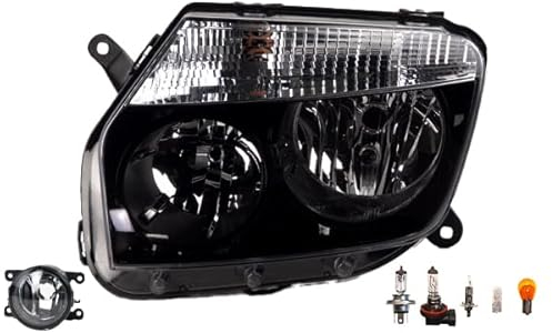 Johns, Scheinwerfer Halogen Front passend für Dacia Duster 04/2010-12/2013 H7 H1 Links + Nebelscheinwerfer + Leuchtmittel