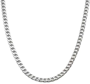 7mm Thick Cuban Chain 45/50/55/60 CM Cuban Link Chain Gifts for Men, Sturdy Boys Silver Chain Hypoallergenic Boys Chain Necklace Stainless Steel Jewelry Gifts for Happy Birthday (Sliver, 50CM)