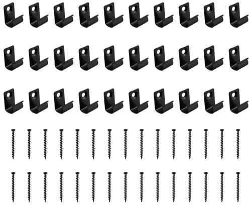 TAODAN 30 Stück Edelstahl-Boden-Starter-Clips mit Schrauben und Rillen, universelle Verbundwerkstoff-Starter-Clips für den Außenbereich, verdeckte Befestigung, Starterwerkzeug, schwarz