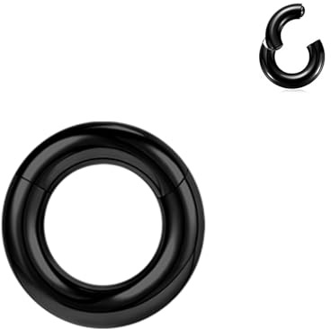BodyAce Schwarz Segmentring Nasen Clicker 2G 4G 6G 8G 10G 12G PA Rings BCR | Helix Tragus Barbells Chirurgenstahl Nasenring Septum Piercings Schmuck