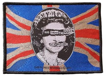 Sex Pistols - God Save The Queen - Vintage Logo - Aufnäher - Patch, Britische Flagge, Queen Elizabeth II Applikation