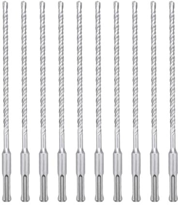 hsawbit 10PCS Masonry Drill Bits Set with SDS Plus Shank, 8mm x 210mm Hammer Drill Masonry Drills Tungsten Carbide Tip for Concrete, Brick, Cement Walls, Stone