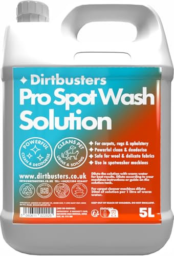Dirtbusters Spot Cleaning Solution Carpet Cleaner Shampoo (5L) Deep Cleaning Treatment To Clean, Neutralise Odours & Remove Stains, Safe For Wool And Delicate Fabrics