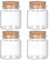 Lusofie 4 botellas de cristal transparentes con corcho vacías, 50 ml, tarros pequeños con tapa, tarros de especias, frascos de vidrio para decoración, regalos, fiestas, especias de cocina,