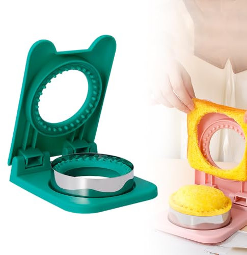 Brotaustechformen Kinder,2025 New Ausstechformen Brotdose,Brot Ausstecher für Kinder Handschutz DIY-Sandwich-Backformen (Grün)
