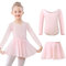 Kefiyis Ballettkleidung Mädchen Ballettkleid Langarm Ballettanzug Kinder Balletttrikot Tanzkleid Baumwolle Tanzbody mit Ballettrock Tütü Ballerina Kleid 3-11 Jahre Rosa 110