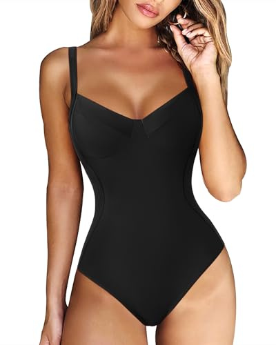 DOULAFASS Crisscross Rücken Badeanzug Damen Bauchweg V-Ausschnitt Sexy Badeanzüge Push up Bademode Swimming Suits