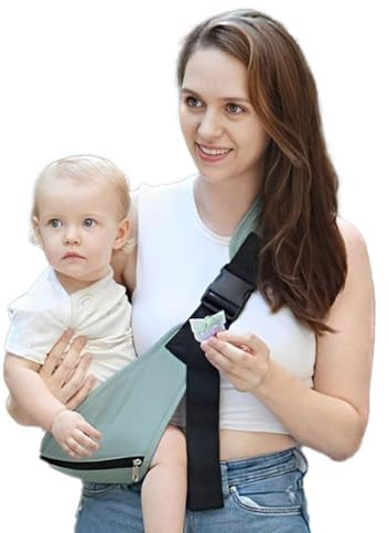 AYVRUOP Fascia Porta Bebe, Marsupio Neonato regolabile,Fascia Neonato Multifunzionale On the Go Con tasca,Marsupio Neonato 0-36 mesi, fino a 20kg(verde)