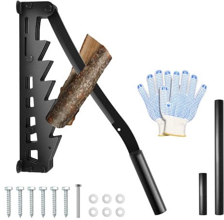 YedZen Wandhalterung Holzspalter, Wandmontage Karbonstahl Manueller Handholzspalter mit 2 Abziehbar Griff Brennholzspalter, Anzündholz Spalter Anzündspalter Werkzeug für Indoor Outdoor Holz Spalten