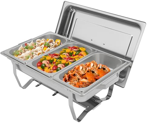 5L Edelstahl Warmhaltebehälter: Profi Set mit 3X Warmhaltebehältern, Speisewärmer für Catering, Buffet und Party