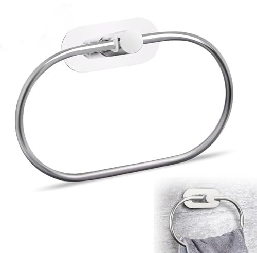 Hand Towel Holder, Self Adhesive Bathroom Towel Holder Chrome Towel Rings for Bathrooms Stainless Steel Toilet Roll Holder Wall Mounted Towel Ring for Bathroom Kitchen Hotel