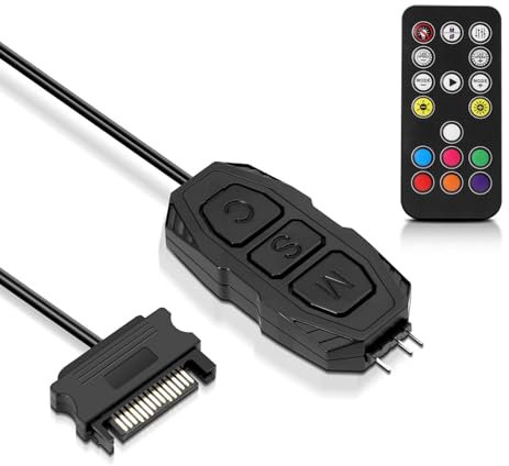 ARGB Controller con Controllo remoto Binghe Controllore ARGB a 3 pin da 5 V Alimentazione SATA-S Telecomando a 17 tasti Interruttore a colori Hub ventola RGB per Telaio Ventole e Strisce luminose