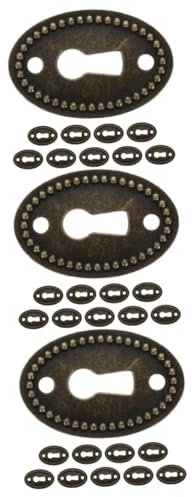 Lurrose 3 Ensembles De Clé Ovale Armoire La Commode Moderne Assiettes Trou De Serrure Soi Tiroirs Dorés Plaque À Clés De Meuble Couverture Antique Caché Alliage De Zinc 10 Pièces * 3