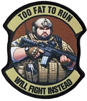 TOO FAT TO RUN Patches Klett Lustig Taktische Patches Hook and Loop Aufnäher Patch zum Aufbügeln Applique for DIY Kleidung Rucksäcke Gear Hat Backpack Jackets