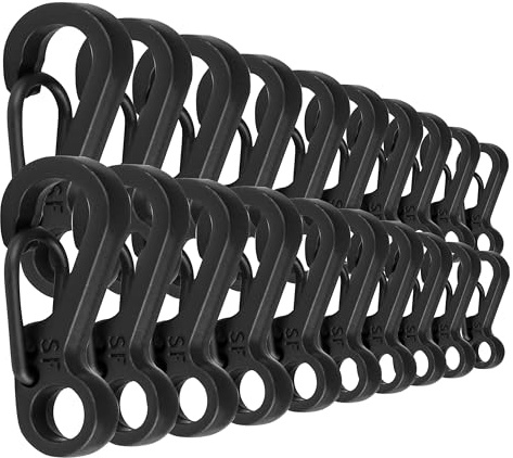 CZ Store®- Mini-Karabiner | 20 Stuck | SCHWARZ Heavy Duty, 15kg Kapazität - Karabinerhaken aus Zinklegierung, für Camping, Wandern, Outdoor, Survival