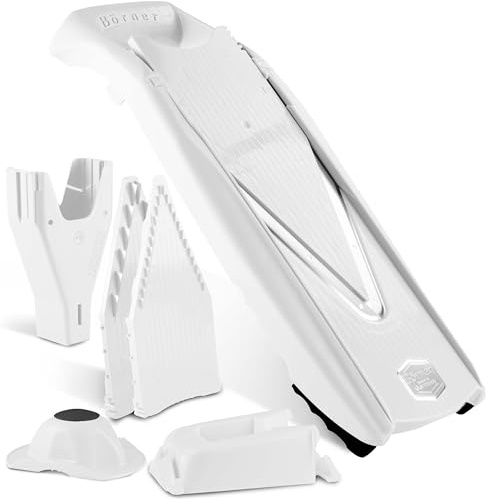 Börner Reston Lloyd Mandoline Slicer V5 (ensemble professionnel) • Trancheuse en V avec 10 styles de coupe et support alimentaire de sécurité • Trancheuse de cuisine réglable pour légumes et fruits