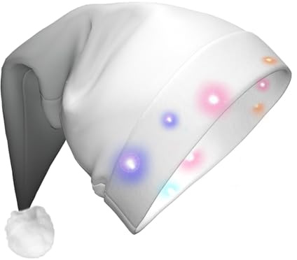 RRhgipp Ombré-weiße bis schwarze LED-Weihnachtsmützen für Erwachsene, Schneemann, Weihnachtsmann-Kopfbedeckung, Geschenk, Weihnachts-Kostüm