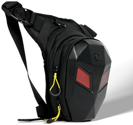 LIXADA Sac de Jambe de Moto avec Yeux LED, Sac de Cuisse étanche pour Homme et Femme, Banane, Ceinture, Jambe de Sport pour Course à Pied, Cyclisme, Moto, Randonnée, Travail